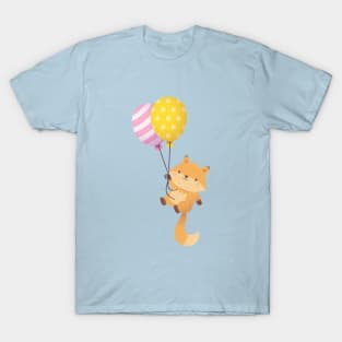 Cute Little Fox With Balloons T-Shirt